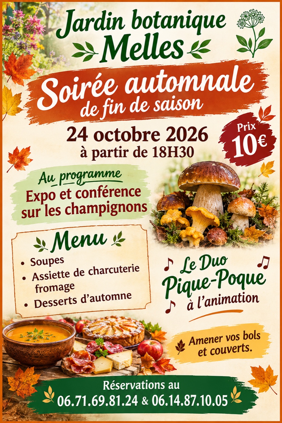 Soirée automnale au Jardin botanique de Melles, samedi 24 octobre 2026