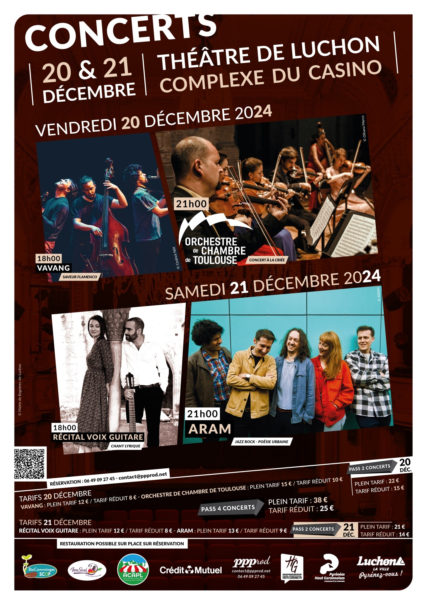 Concerts de Noël à Luchon les 20 et 21 décembre 2024 au Théâtre du Casino