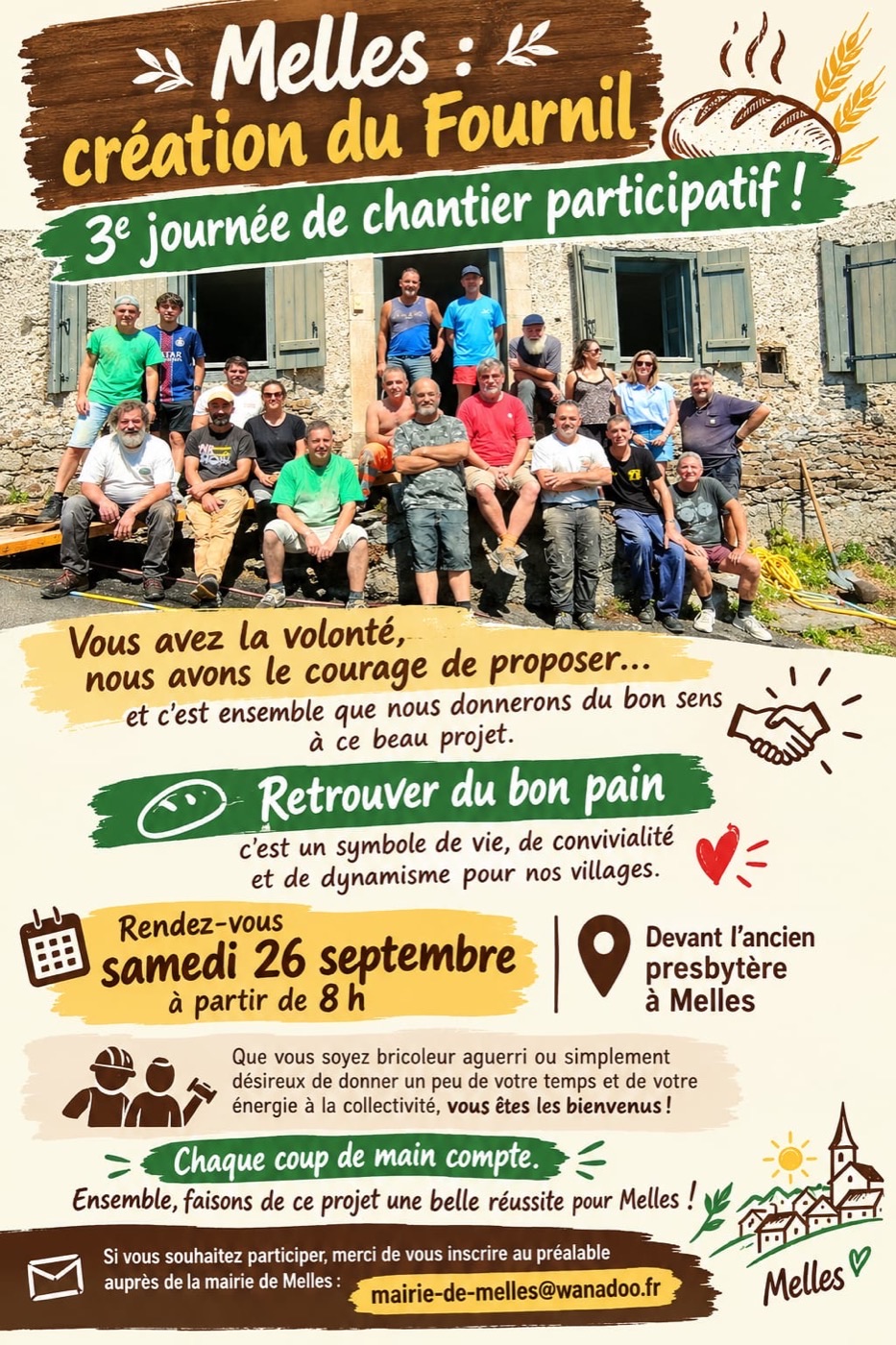 Fournil de Melles : 3e journée de chantier participatif le 26 septembre